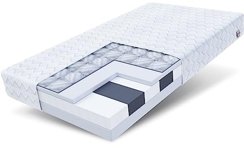 FDM Matratze 90x200 cm Härtegrad H3 Höhe 16 cm Kindermatratze Schaumstoffmatratze HR-Schaum Polyurethan-Schaum Buchweizen 7 Komfortzonen mit Hypoallergenem Waschbarem Premium-Bezug Oeko-Tex Paulo