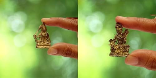 Purpledip Seltenes Miniatur-Statue-Set Göttin Tara in 2 verschiedenen Posen, einzigartiges Sammlerstück-Geschenk (11410)