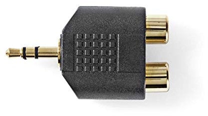 NEDIS Stereo-Audio-Adapter | 3.5 mm Stecker | 2X Cinch Buchse | Gerade | ABS | Schwarz | 10 Stück | Plastikbeutel Vergoldet
