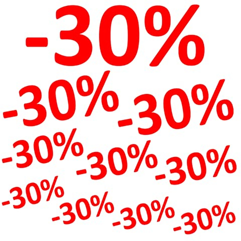 Aufkleber -30% 10er Set Prozent Sale Rabatt Reduziert Schaufenster Preisschild Ausverkauf Rot
