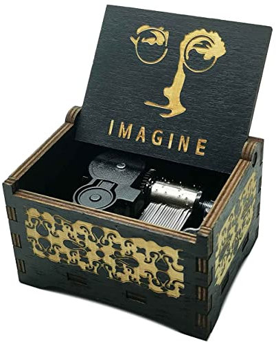 Imagine Spieluhr,Imagine Music Box, Holz, graviertes Geschenk, Spieluhr mit Handkurbel für Kinder