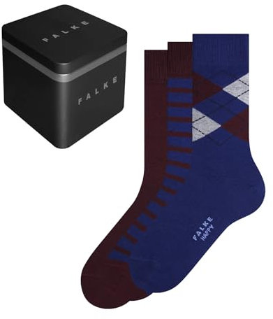 FALKE Herren Socken Happy Box Mix Multipack M So Baumwolle einfarbig 3 Paar, Mehrfarbig Blue Burgundy 0010, 39-42