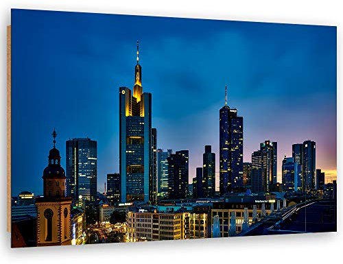 Feeby Wanddeko Frankfurt Bild Kunstdruck modern Architektur Blau 40x30 cm