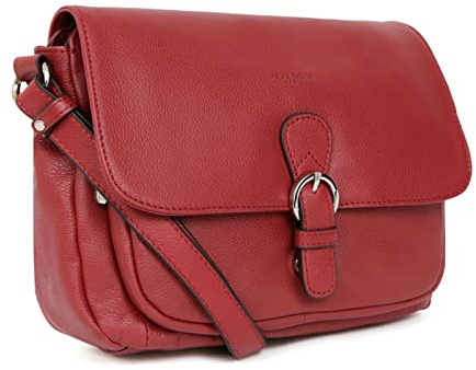 Hexagona Sac porte travers en cuir Ref 42105 Rouge