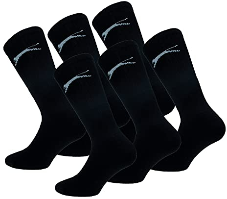 Slazenger 6 Paar Sport Tennis Socken, Wadenhöhe, Terry, Baumwolle (Schwarz, 41-45)