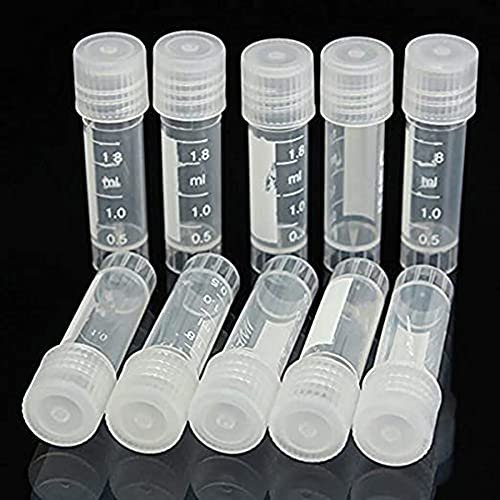 ChenXi Shop 20 Stück 2 ml abgestufte Kryovale kryogene Kunststofffläschchen, selbststehend mit Kappe.