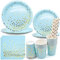 inheming Vaisselle de Fête Bleu et Or,80 Pièces Assiettes Anniversaire Garcon Comprendre Assiettes en Papier Serviettes Tasses Nappe, pour Baby Shower Anniversaire Garçon Mariage Nouvel(20 Invités)