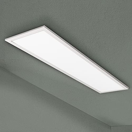 bomoe LED Panel Deckenleuchte 100x25 cm Ljus weiß – LED Leuchtpanel max. 36 Watt für Wohnzimmer, Esszimmer, Büro & Werkstatt - LED Deckenleuchte flach neutralweiß 4.000K, 25x100cm
