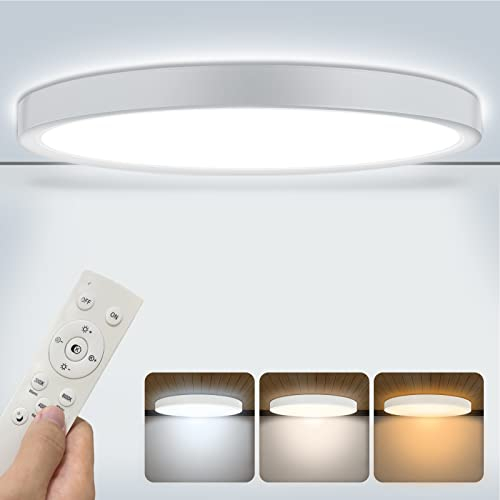 Brisplen Luz de Techo con Mando a Distancia,Dormitorio Circular Lámpara Techo 24W Ajustable Temporizador Auto Off, 3000k-6000k Moderna Plafón LED Regulable 30cm para los niños, sala de estar, cocina