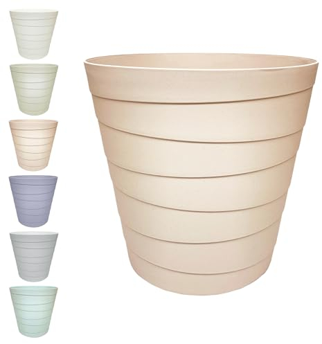 MAKREL® Pastel Colours Plastic Waste Paper Basket Bin Modern Step Design Trash Can for Kitchen, Bathroom, Office (Pink Beige, 7 Litre)