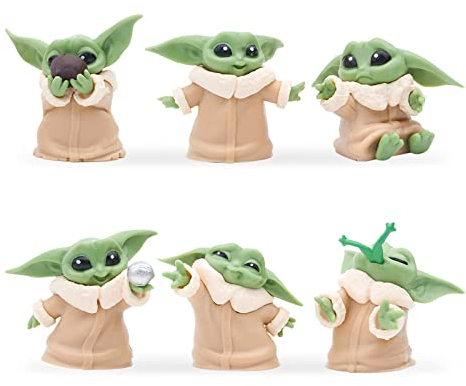 Y0da Tortendeko, Y0da Figuren Set, Star Wars Cake Topper, Figur, Kuchen Dekoration Geburtstag, Tortenaufleger, Cupcake Deko, Torten Deko, für Kinder, 6PCS