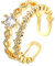 Sbyhbhyds Versilberter Sterling Simulierter Stapelbare Ringbänder Für Frauen Zirkon Ring Größe 6 10 Kette Mit 2 Ringen Ineinander (Gold, One Size)