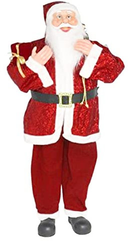 BESCH Figura Papá Noel de Pie Chaqueta Brillante con Regalo 110cm - Muñeco Santa Clau para Navidad