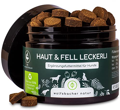 Omega 3 für Hunde - Mit Lachsöl, Kokosöl, Bierhefe | 125 Leckerlies gegen Juckreiz, für gesunde Haut und glänzendes Fell