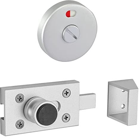 Satin Anodised Aluminium Cubicle Door Lock with Buffer Indicator Release and Keep for Toilet Cubicles