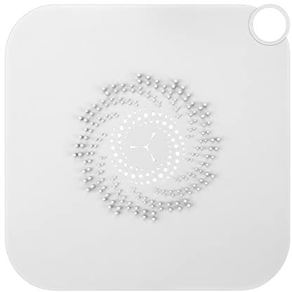 Silicone Shower Drain Hair Catcher - Hair Drain Catcher, Shower Hair Stopper Hair Catcher with Suction Cup(White)