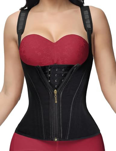 SHAPSHE Entrenador de cintura para mujer, faja deportiva con control de abdomen, moldeador de cuerpo con correa de hombro ajustable, Negro -, XS
