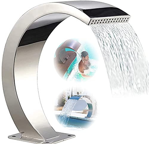 DEHIWI Schwalldusche Pool Brunnen Edelstahl,Schwimmbad Wasserschwall Wasserfall,Schwimmbecken Pool Fontäne,Teich Wasserfall Wasserfontäne für Aufstellpool/Inground Pools,65cm*30cm