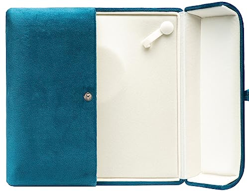 COWFEX Samt-Geschenkbox, groß, klobig, Perlen, für Halsketten, Vitrine, Schmuckaufbewahrung, Blau