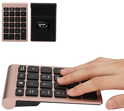 Cuifati Teclado Numérico Mini Teclado Inalámbrico - Bluetooth 5.0 Teclado Ergonómico de 22 Teclas para Android, Windows, Mac OS - Estructura de Tecla de Pie de Tijera - 80 Horas de (Oro Rosa)