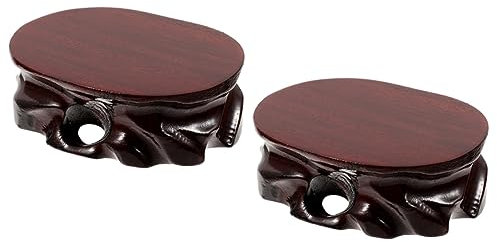 SOESFOUFU 2pcs Oval Wooden Display Base Stand for Figurines Teapots Vases Solid Wood Craft Ornament for Home Decoration Plant Displays