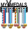 CREATCABIN Porta Medaglie Medaglie Appendiabiti Espositore Sport Metallo Appeso Premi Ferro Piccolo Supporto Decor per Parete Casa Corsa Ginnastica Nuoto Calcio Medaglia Nero 29x13cm