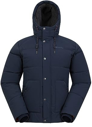 Mountain Warehouse Manta Mens Borg Lined Padded Jacket - IsoTherm, Water-resistant Parka Coat with Adjustable Hood - Autumn Winter, Outdoors, Travelling & Hiking Navy 3XL