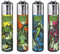 Clipper® Feuerzeuge im Multipack - 4er Set mit coolem Look - Nachhaltig NEU - INKL Gratis Crystal Deko Balls (Animal Weeds)