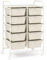 COSTWAY 10 Drawers Storage Cart, Multipurpose Mobile Organizer Shelving Unit with Handle, Removable Drawers & Lockable Wheels, Utility Rolling Trolley for Home Office Beauty (Cream White)