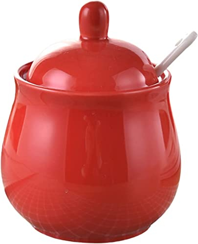 ELEGAM sucrier à crème,Vaisselle en céramique, Ensembles crémier et sucrier, Pot à Lait et Pot à Sucre, décoration for Pot à Lait et sucrier de Cuisine Rouge (Color : Rood, Size : Sugar Bowl)