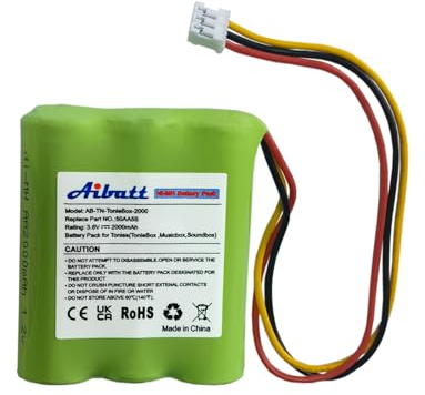 Aibatt NI-MH Akku,Ersatzakku für TonieBox Lautsprecher,TonieBox Boxen Speaker und TonieBox Musikbox, Ersatz-akku für TonieBox 50AA5S Akku Pack. (3.6V/2000mAh)