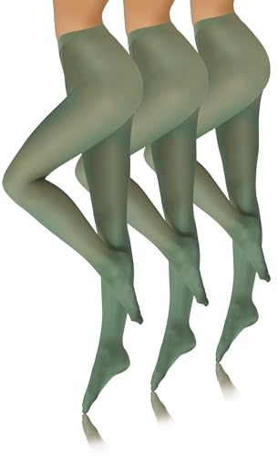 sesto senso 3 Paires Collants Femme Vert Opaque Lisse Microfibre 40 DEN Vert 2 XS-S Smeraldo
