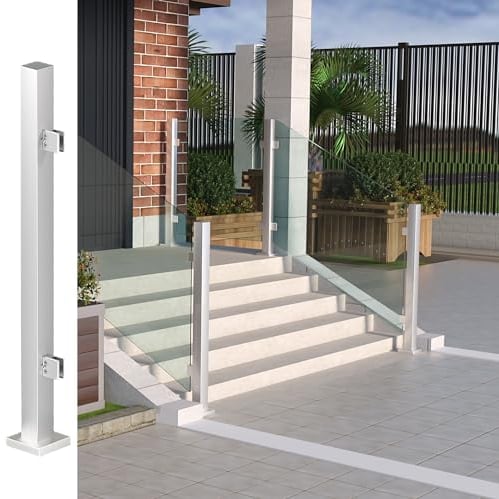 Ringhiera in Vetro Palo della Balaustra di ringhiere quadrate a vetri in acciaio inossidabile con morsetto - Pali per ringhiera in vetro per balaustra, piscina, giardino, interno, esterno