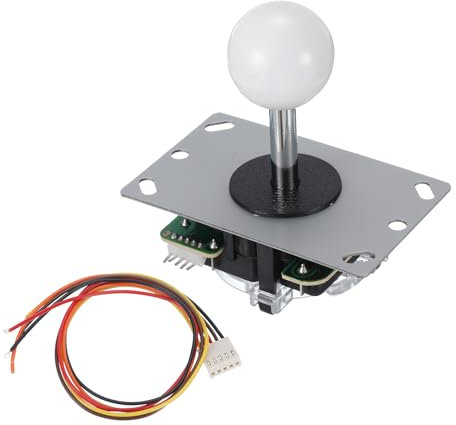 MECCANIXITY Octagonal Gate + Ball Top Game Joystick Classic with Harness Dust Cover White for Game 4 Way Adjustable