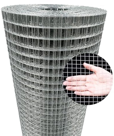 YAGJIA Wühlmausgitter 1m x 10m, Volierendraht 12.7mm x 12.7mm, Maschendraht Drahtgitter verzinkt, Metallgitter als Hasendraht Kaninchendraht Hühnerdraht, 0,7mm