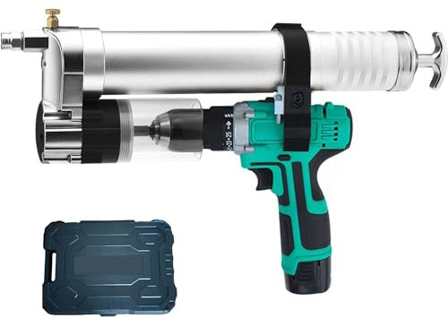 HIUHIU Electric Grease Gun, 12000 Psi Cordless Grease Gun Battery Powered Electric Grease Gun Kit with Adapter Accessories Kit, Hose and Pump Fitting,Grease Gun