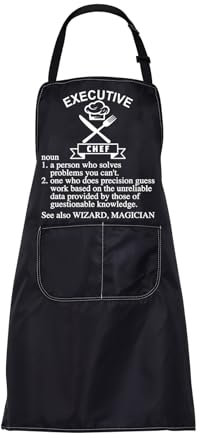 ENSIANTH Delantal de chef ejecutivo con bolsillo, regalo culinario para chef, delantal de cocina, delantal de cocina, Chef ejecutivo, M