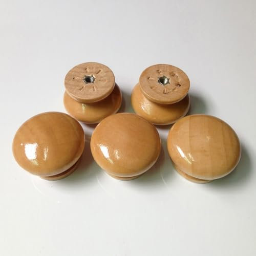 HAORUN Schubladengriffe aus Holz für Kleiderschrank, Ersatz, DIY-Material (Durchmesser: 28 mm), 5 Stück