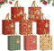 Agoer 24 Stück Geschenktüten Weihnachten, 27x21x11CM Natur Kraftpapier Weihnachtsgeschenktüten, Groß Weihnachtstüten mit Henkel und Hängeetiketten Wiederverwendbar für Weihnachtsfeier