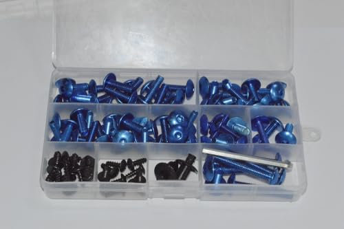 HutaoMoto Kit complet de vis de carénage de moto pour Z750S - Vis de carrosserie en aluminium - Clips de quincaillerie - Bleu argenté