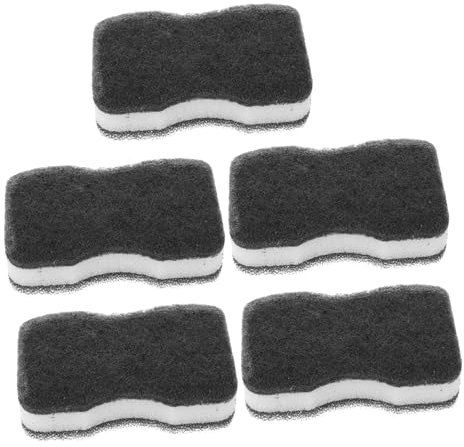 DECHOUS Multi-function Kitchen Sponges 5pcs, Black Absorbent Cleaning Sponges for Non-stick Cookware, Compact Household Dish Scrubbers for Washing Woks and Dishes
