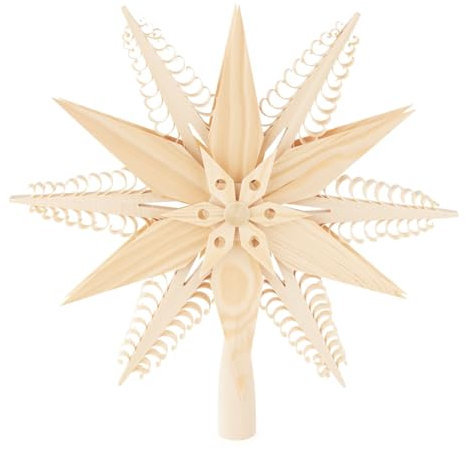 Natürliche Christbaumspitze, Spanstern, 24 cm Durchmesser, Beige