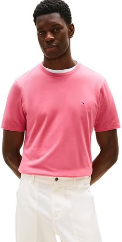 Tommy Hilfiger Camiseta de Manga Corta Hombre Seasonal Solid tee con Cuello Redondo, Rosa (Vintage Rosy), S