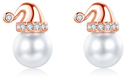 Cangall Silber Weihnachten Ohrringe Damen, 925 Sterling Silber Weihnachts Ohrstecker, Hypoallergen Süße Silber Knorpel Schlafen Silber Elch Weihnachtsbaum Weihnachtsmütze Ohrstecker für Mädchen