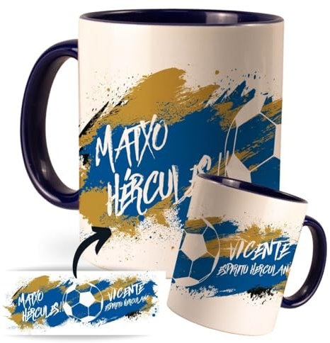 Taza Personalizada con nombre de tu equipo de Fútbol. Tazas de Desayuno personalizada. Regalo Original para Aficionados del Futbol. Regalos Mundial Fútbol (Hercules)