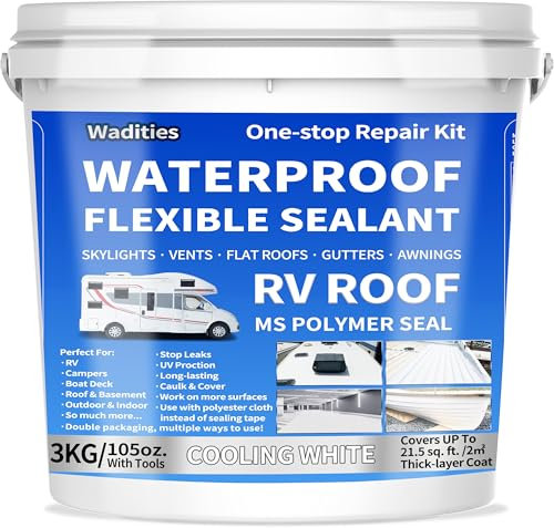 Sellador Impermeable Blanco, Wadities 3KG Sellador Flexible Impermeable, Sella, Protege y Repara Fugas Instantaneamente - Para Uso Interior y Exterior