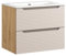 Lomadox Badezimmer Waschtisch 70 cm in Eiche mit beige, Keramik-Waschbecken, grifflose 3D-Front, 2 Softclose-Auszüge