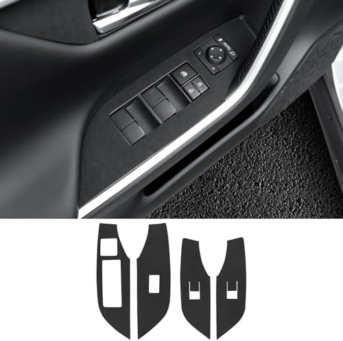 FDAIUN für TOYOTA RAV4 2019-2025 Auto Fenster Schalter Abdeckung Fensterheber Aufkleber Alcantarn Fenstersteuerungsschalter Zubehör 4Stück