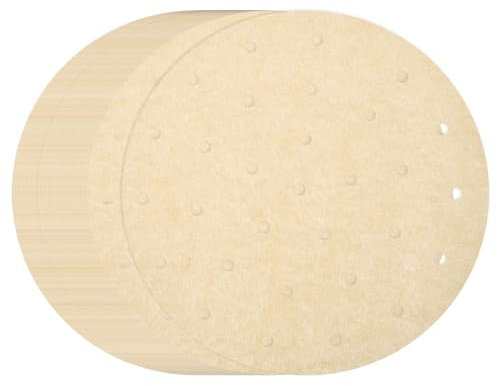 sourcing map 200pcs Air Fryer Liners 9 Inch Round Bamboo Steamer Liners with Holes Non-Stick Perforated Parchment Paper Sheets Disposable Steamer Paper for Air Fryers Steaming Basket, Brown