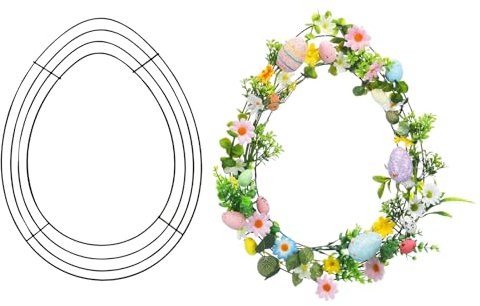 Osterkranz Rahmen, DIY Frühlingskranz Osterdeko zum Aufhängen, Gartendeko für Draußen Kranz Metallrahmendraht, Ostern Deko Handbuch Türkranz Formen für Osterdekorationen, Frühlingsdeko (Ostereier)
